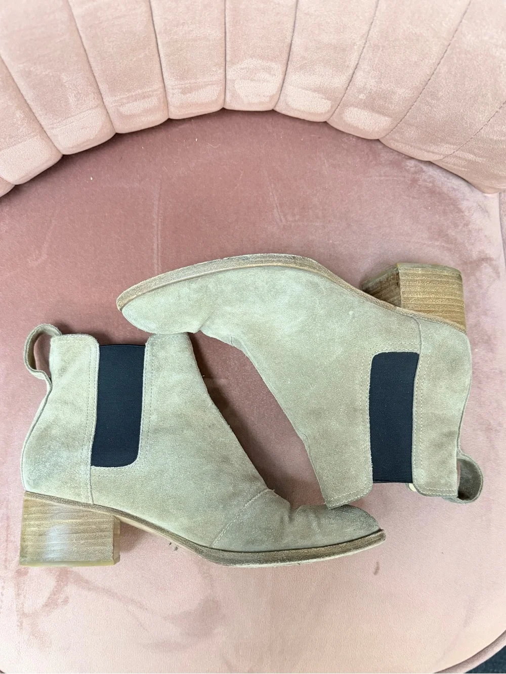 Rag & Bone Taupe Suede Western Chelsea Ankle Boots with Chunky Heel 37 7
